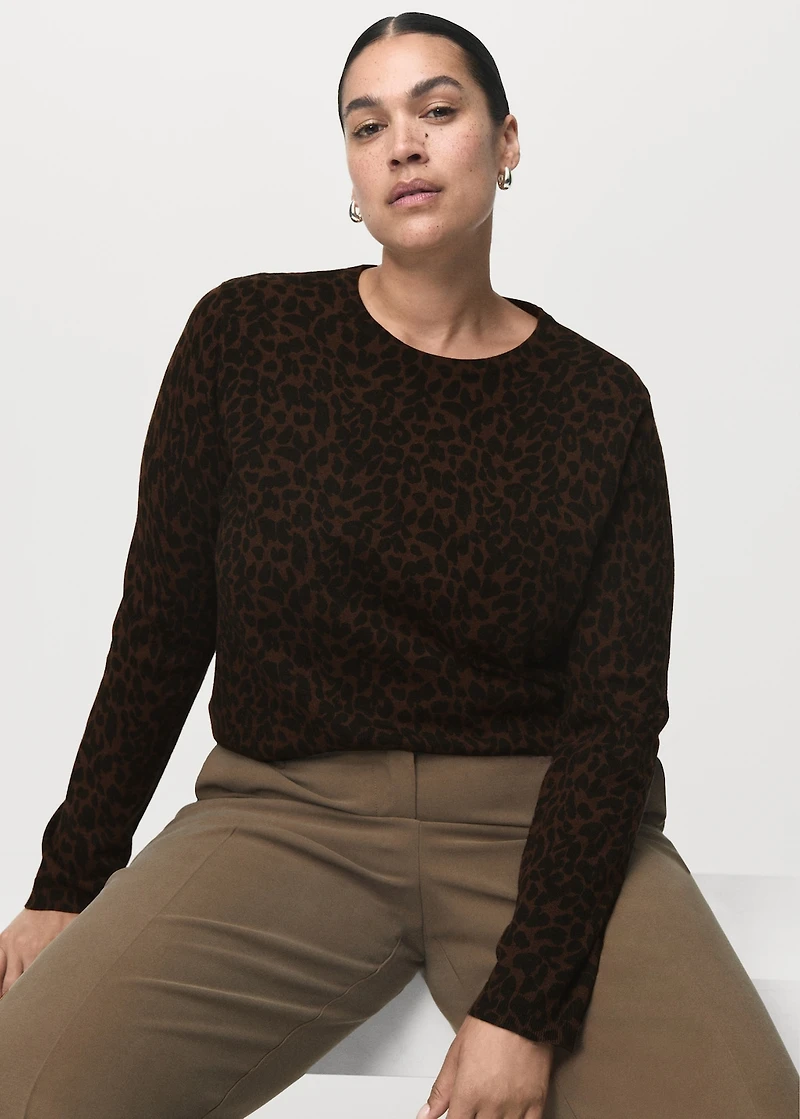 Ribbed leopard-print sweater