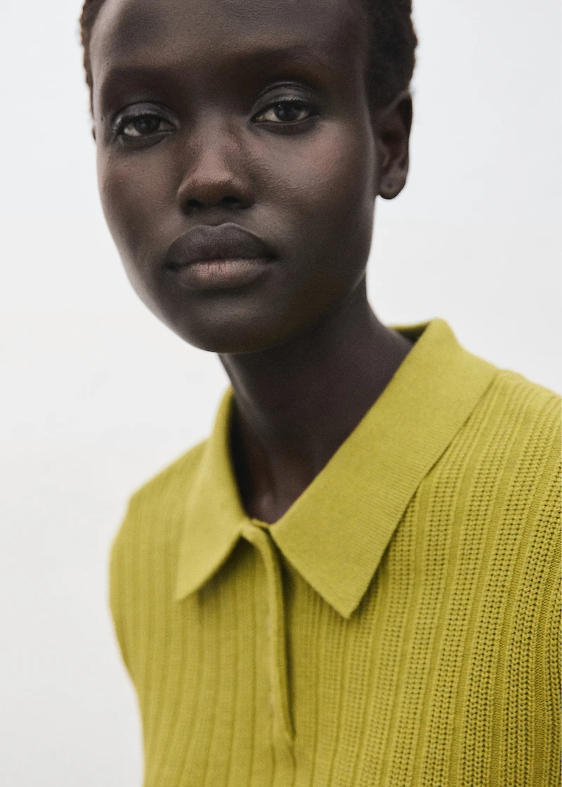 Polo-neck ribbed sweater