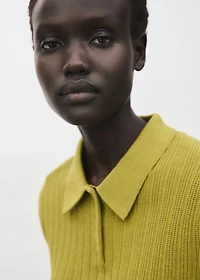 Polo-neck ribbed sweater