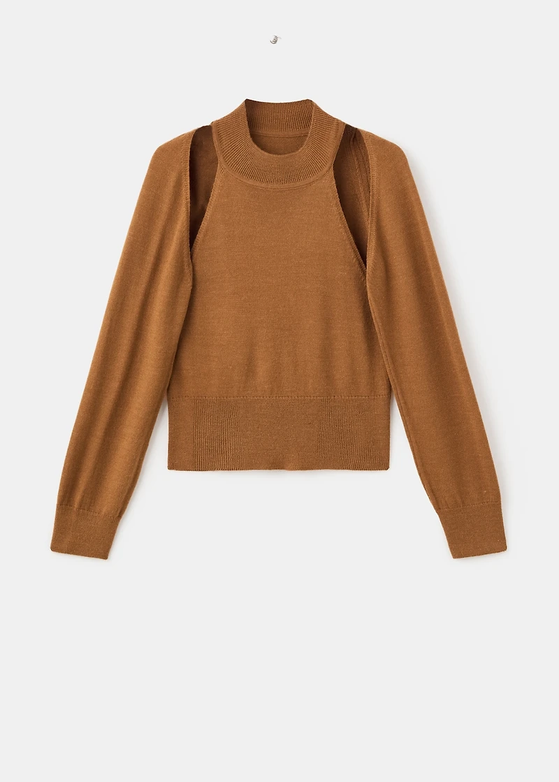 Sweater with cardigan-style detailing