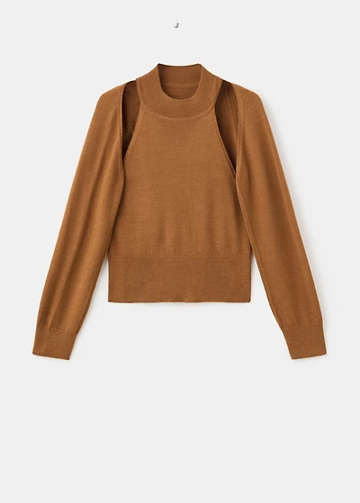 Sweater with cardigan-style detailing