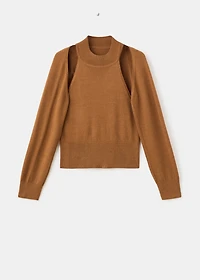 Sweater with cardigan-style detailing