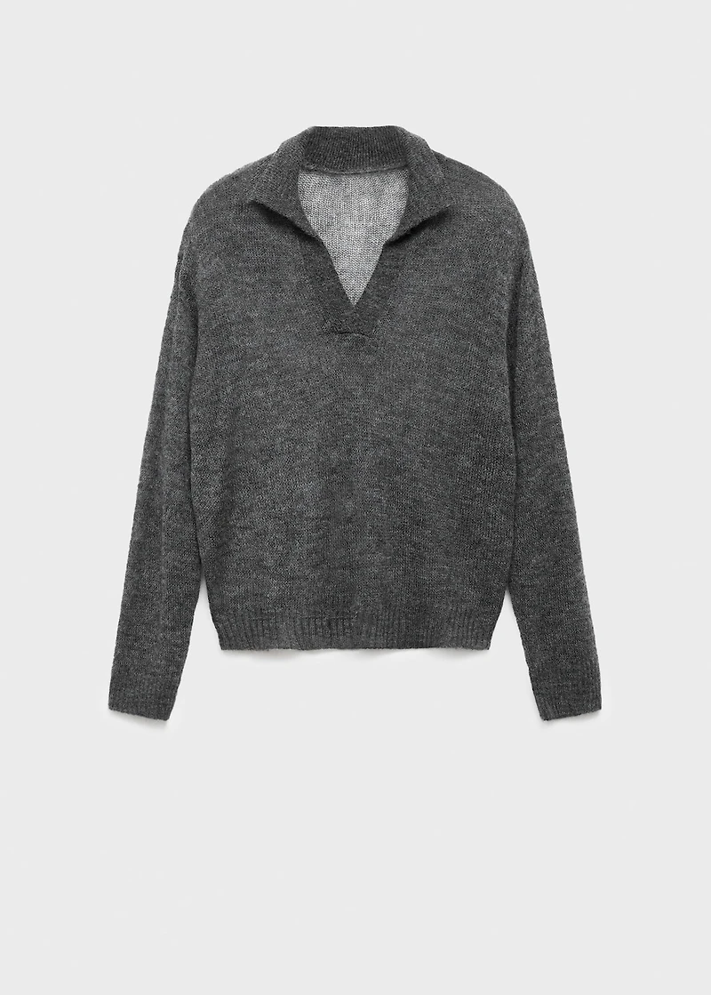 Semi-transparent polo-neck sweater