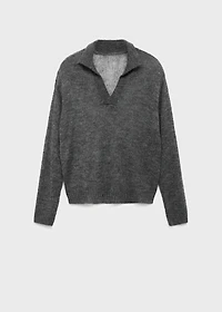 Semi-transparent polo-neck sweater