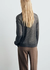 Semi-transparent polo-neck sweater