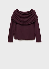 Fitted sweater with draped neckline