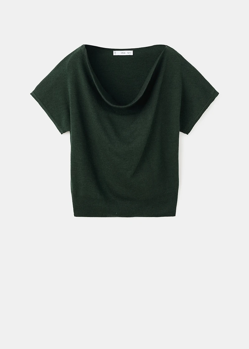 Short-sleeved top with draped neckline