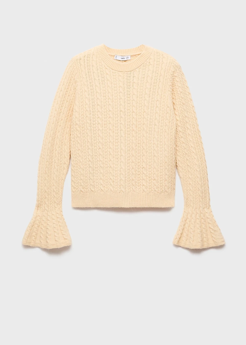 Cable-knit sweater with flared sleeves