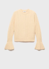 Cable-knit sweater with flared sleeves