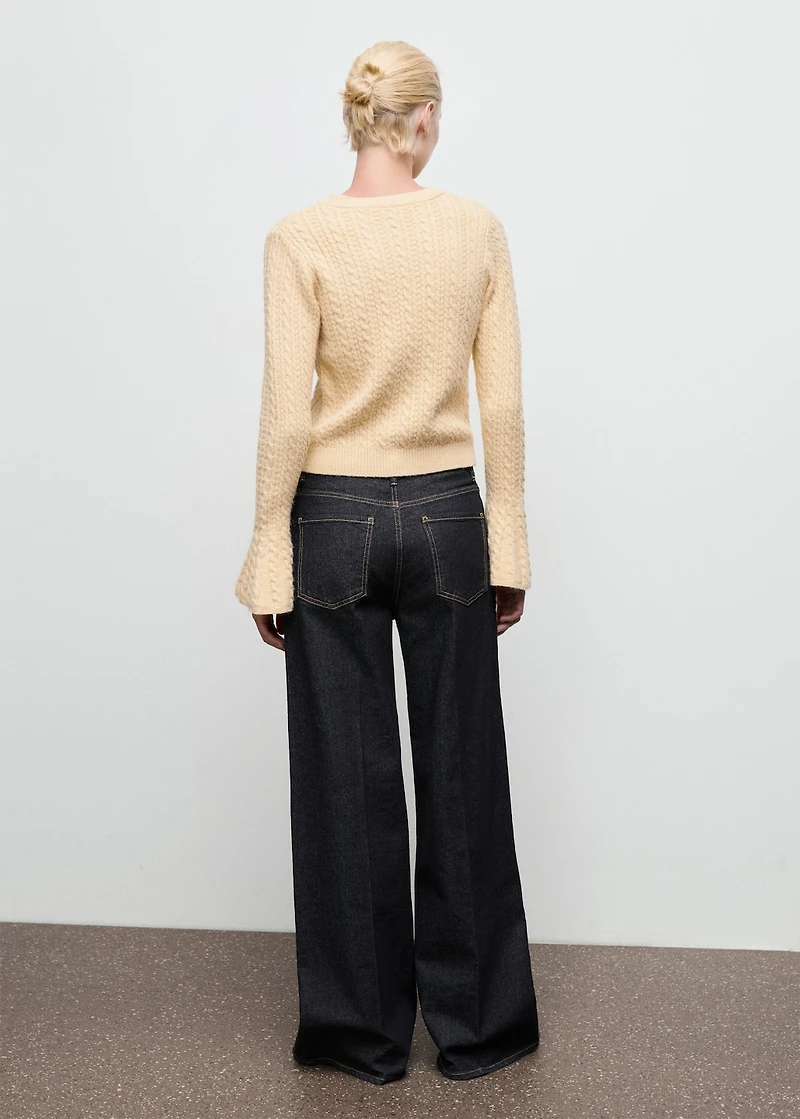 Cable-knit sweater with flared sleeves