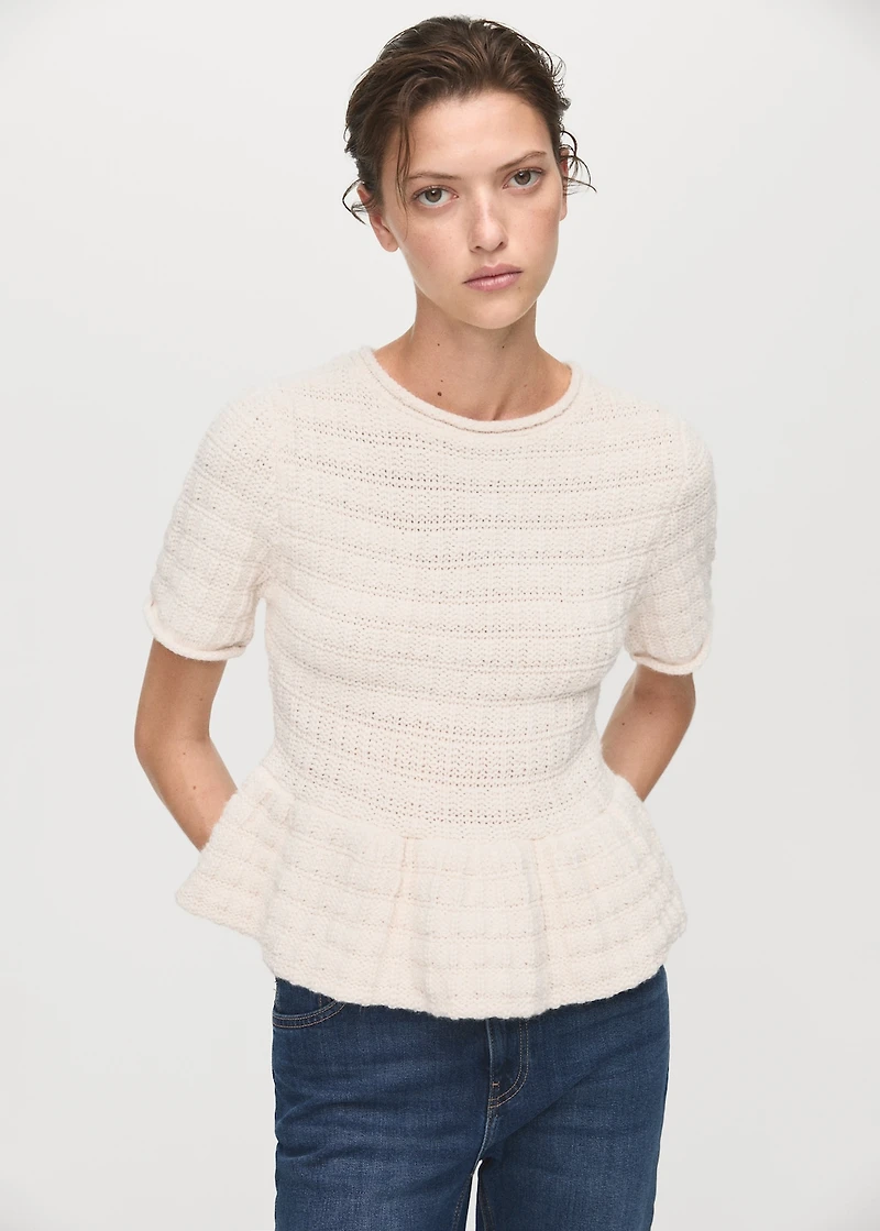 Textured sweater with ruffles