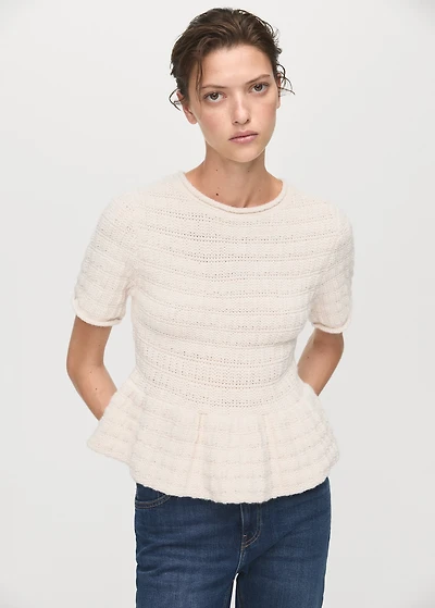 Textured sweater with ruffles