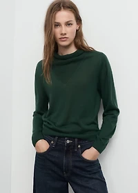 Knitted sweater with draped neck