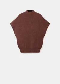 Perkins-neck short-sleeved sweater