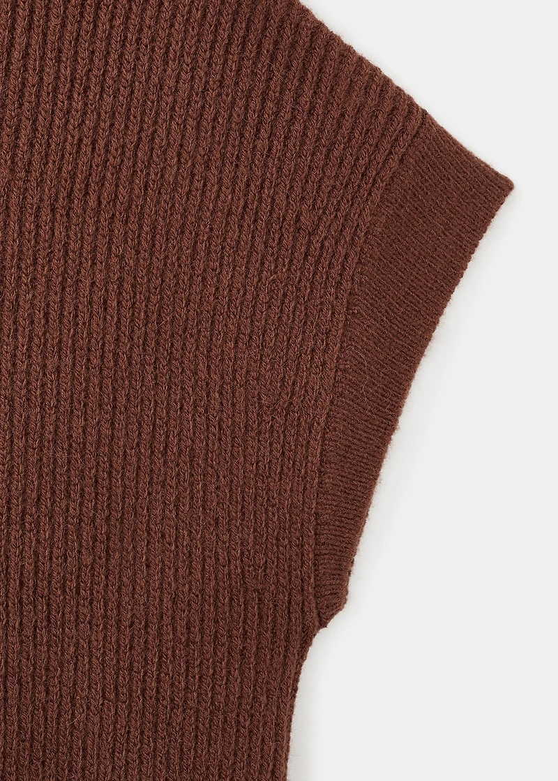 Perkins-neck short-sleeved sweater