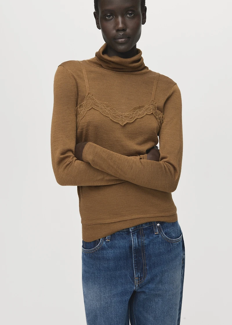 Wool-blend turtleneck sweater