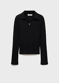 Ribbed sweater with jewel button