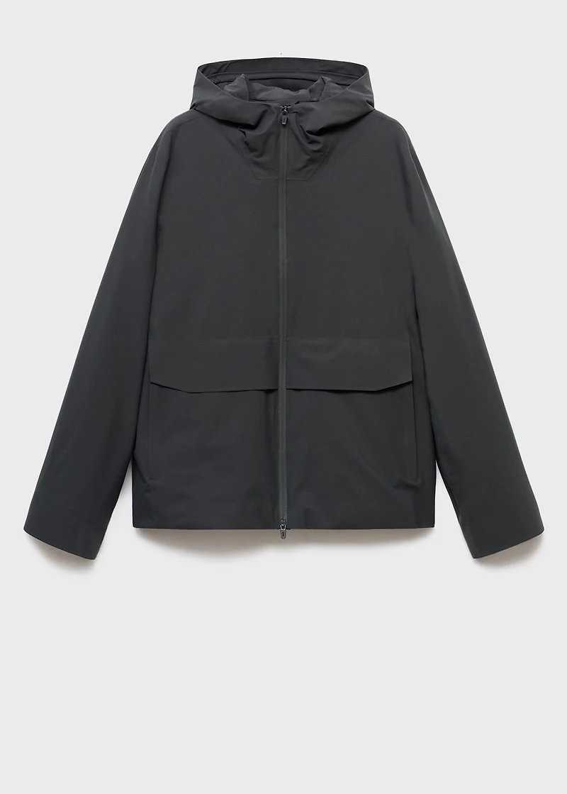 Water-repellent hooded jacket