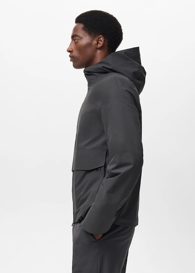 Water-repellent hooded jacket