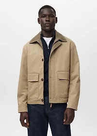 Water-repellent jacket with corduroy collar