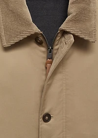 Water-repellent jacket with corduroy collar