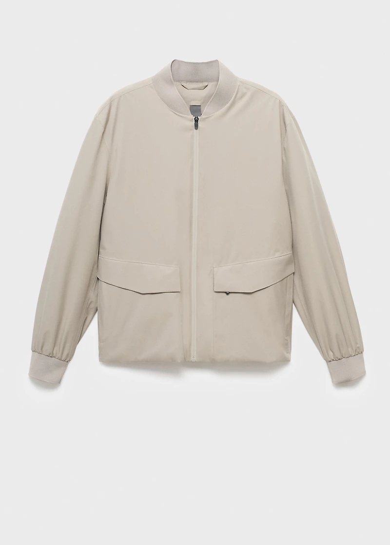 Packable water-repellent bomber jacket