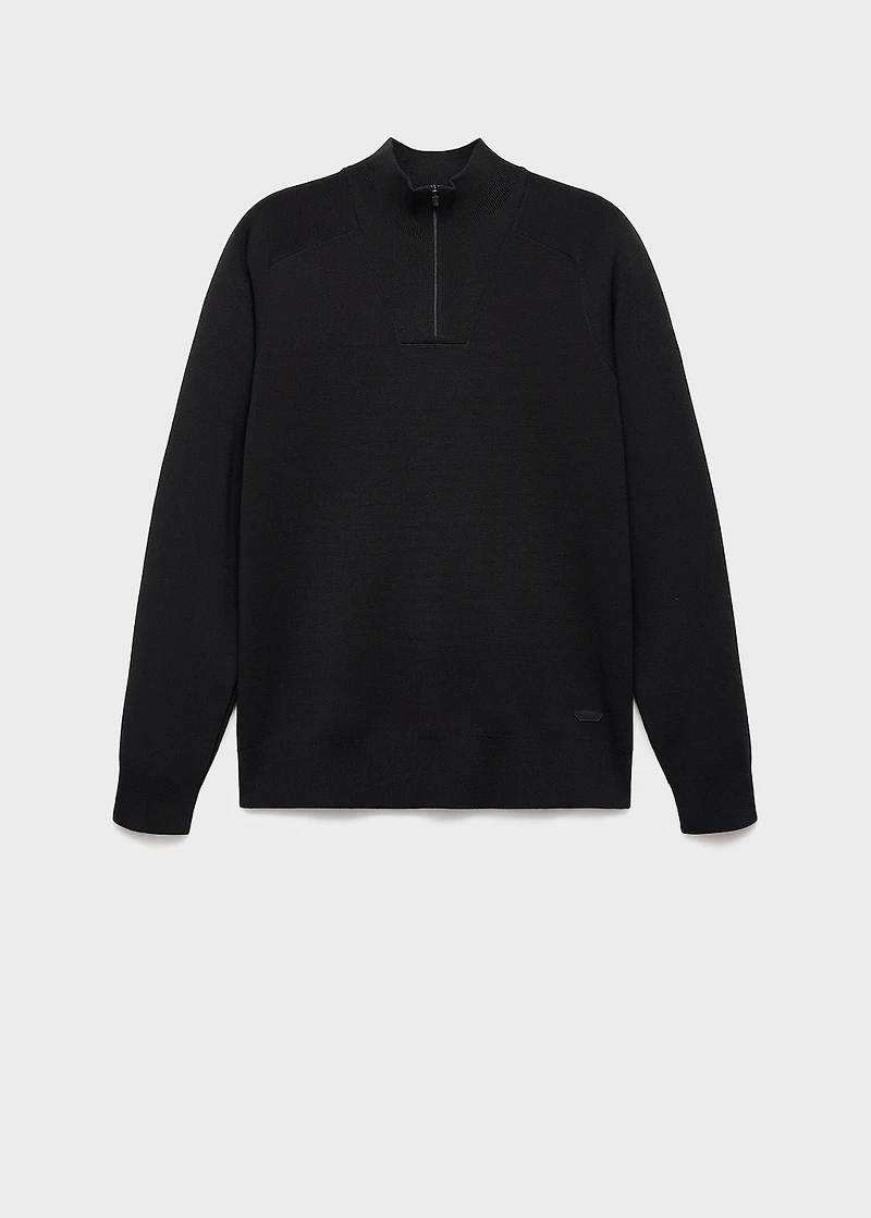 Breathable zip-neck sweater