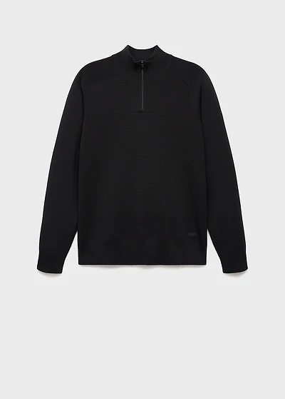 Breathable zip-neck sweater