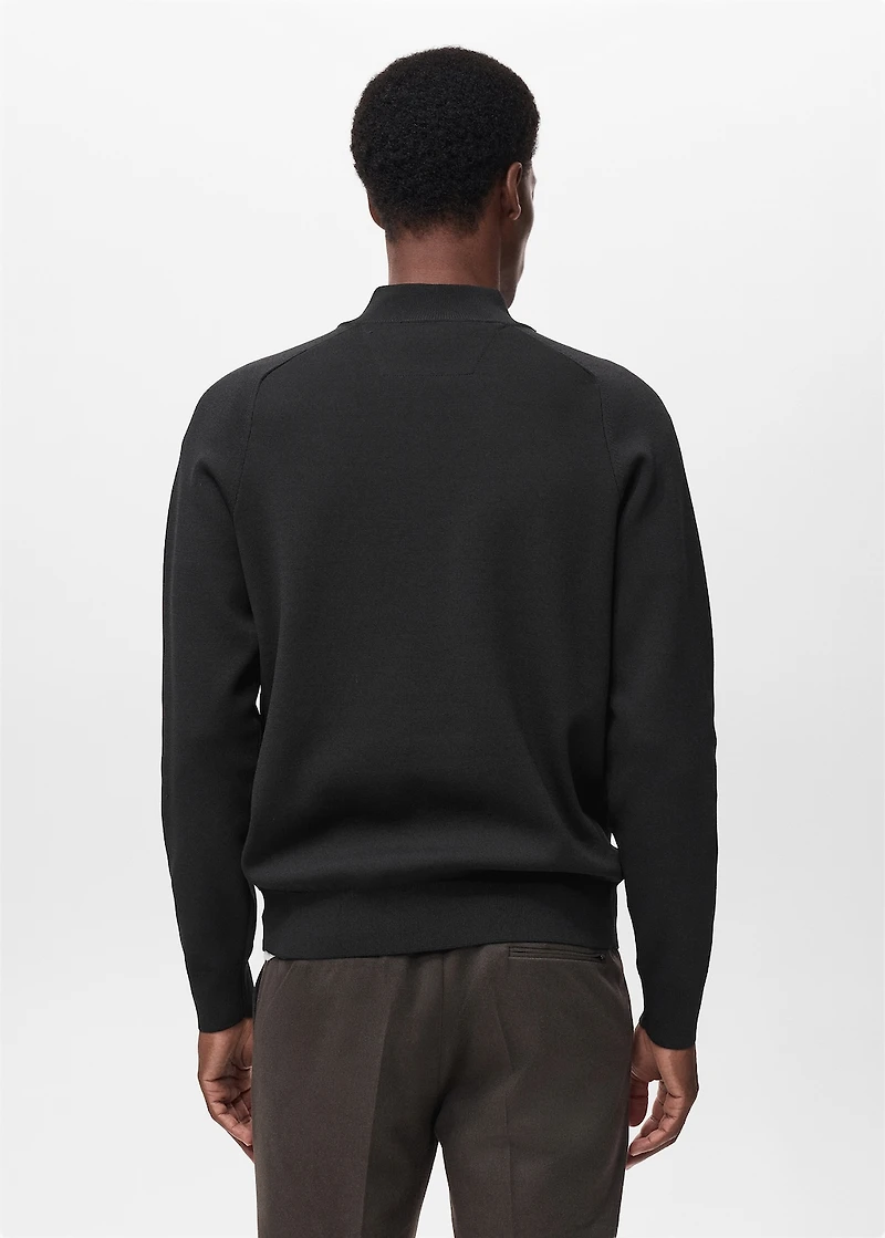 Breathable zip-neck sweater