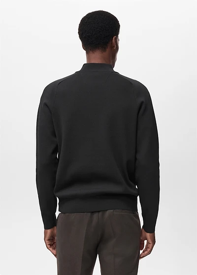 Breathable zip-neck sweater