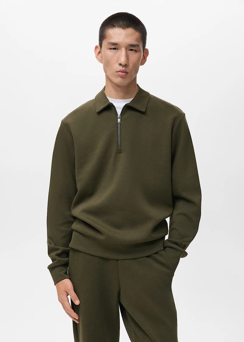 Regular-fit zipper-neck sweatshirt
