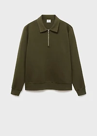 Regular-fit zipper-neck sweatshirt