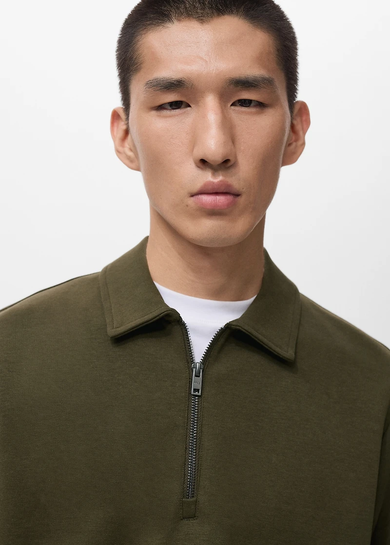 Regular-fit zipper-neck sweatshirt