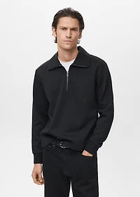 Cotton sweatshirt with zipper neck