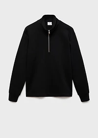 Cotton sweatshirt with zipper neck