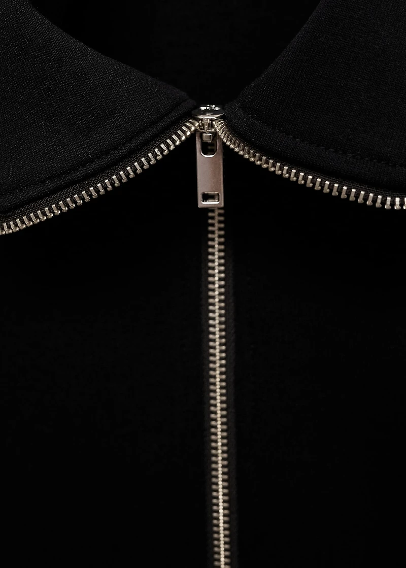 Cotton sweatshirt with zipper neck