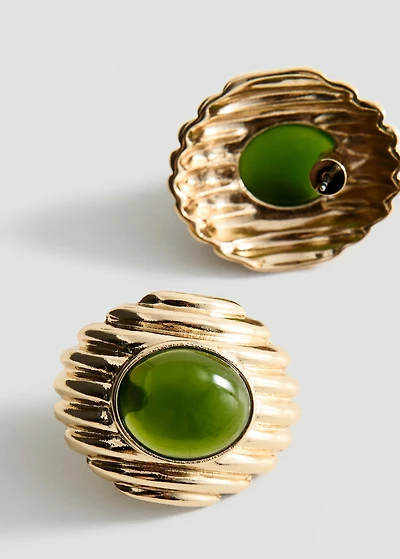 Combined resin stone earrings