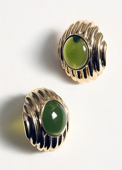 Combined resin stone earrings