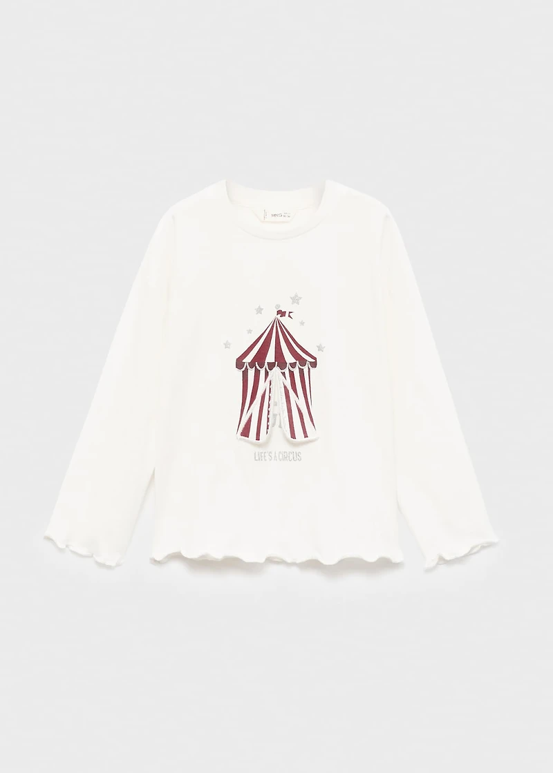 T-shirt with embroidered glitter