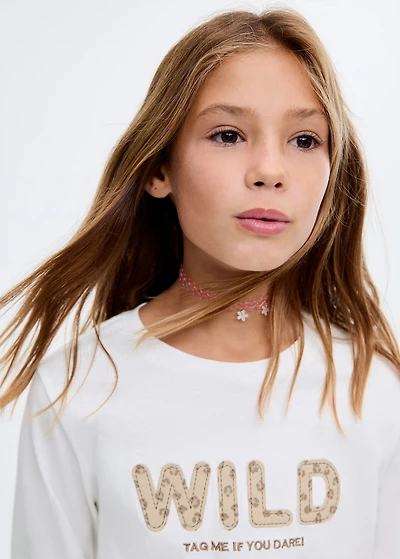 Leopard-embroidered t-shirt