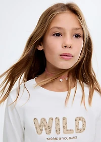 Leopard-embroidered t-shirt