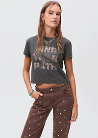 Printed cotton-blend t-shirt