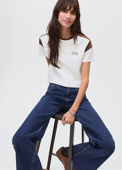 Printed cotton-blend t-shirt