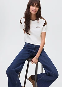 Printed cotton-blend t-shirt