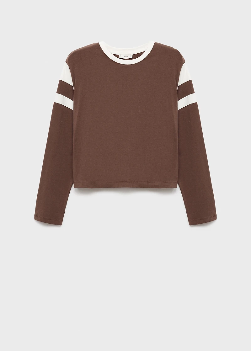 Contrasting collar cotton t-shirt