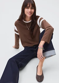 Contrasting collar cotton t-shirt