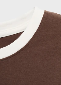 Contrasting collar cotton t-shirt