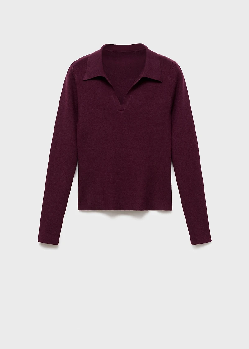Long-sleeved polo-neck sweater