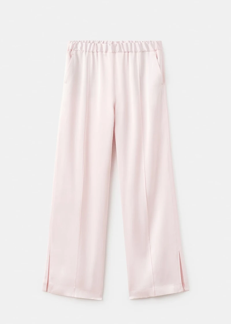 Satin pants with side openings