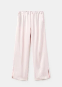 Satin pants with side openings